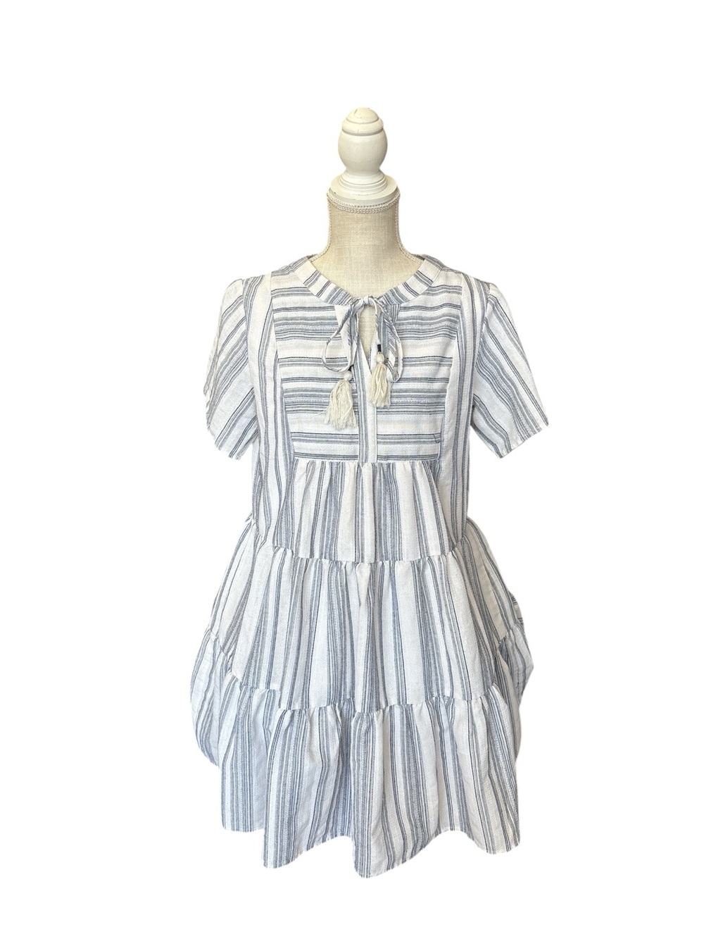 ODDY Blue & White Striped Sundress